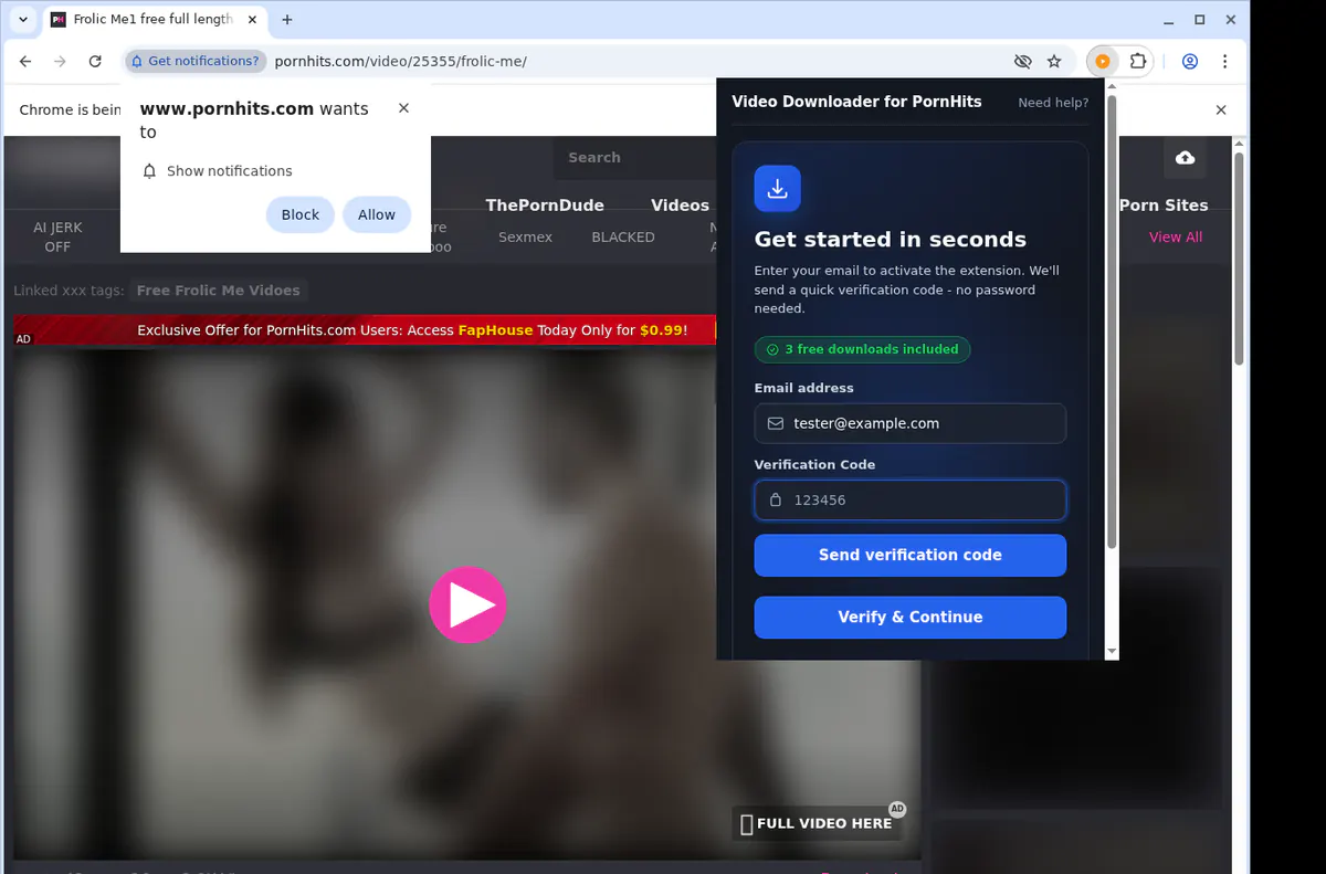 Pornhits Video Downloader browser extension screenshot 4